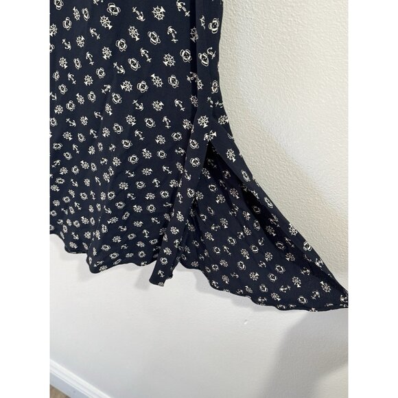 Vintage 90s Y2K Liz Claiborne Skirt L Navy Blue White Nautical Anchors Boats - Picture 7 of 8